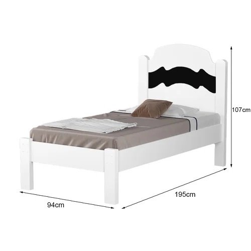 Cama Solteiro Íris Branco/Preto/Branco – MADEC/VJ MÓVEIS - Imagem 5
