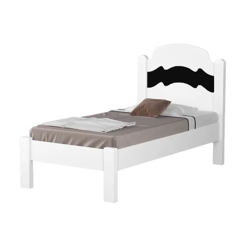 Cama Solteiro Íris Branco/Preto/Branco – MADEC/VJ MÓVEIS - Imagem 2