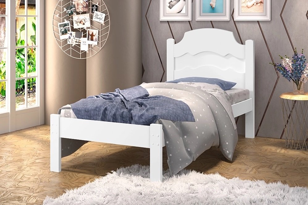 Cama Solteiro Íris Branco/Preto/Branco – MADEC/VJ MÓVEIS - Imagem 3