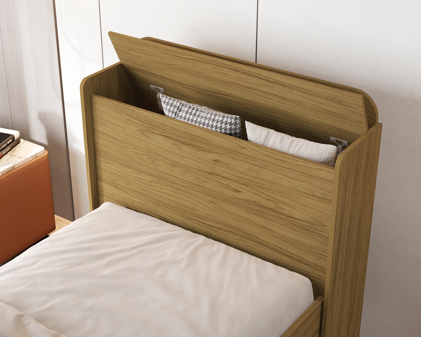 Cama Solteiro Baú Tamires Branco - MADEC/VJ MÓVEIS - Imagem 3