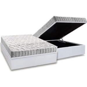 Colchão Casal Orthosono + Base Box Baú Corino Branco – ANJOS + BIOSTAR