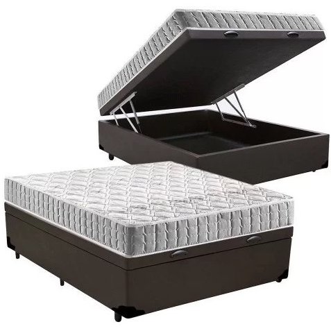 Colchão Casal Orthosono + Base Box Baú Corino Marrom – ANJOS + BIOSTAR