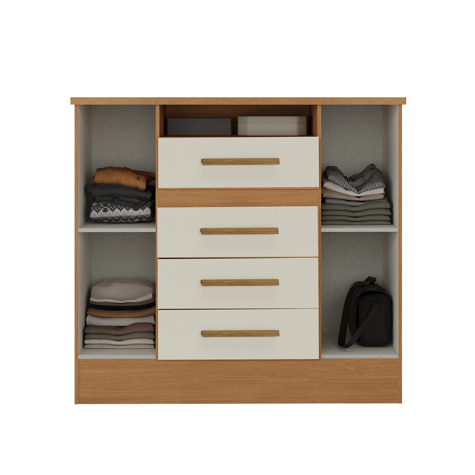 Cômoda 4 Gavetas e 2 Sapateiras Laguna 51CO2430 Cinamomo/Off White - RODIAL MÓVEIS - Imagem 3