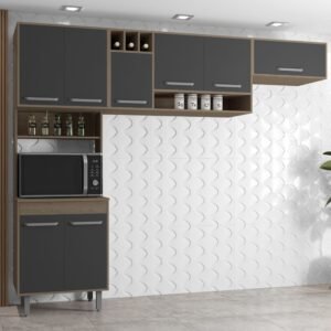 Cozinha 3 Peças Barcelona Carvalho/Grafite - POLIMAN