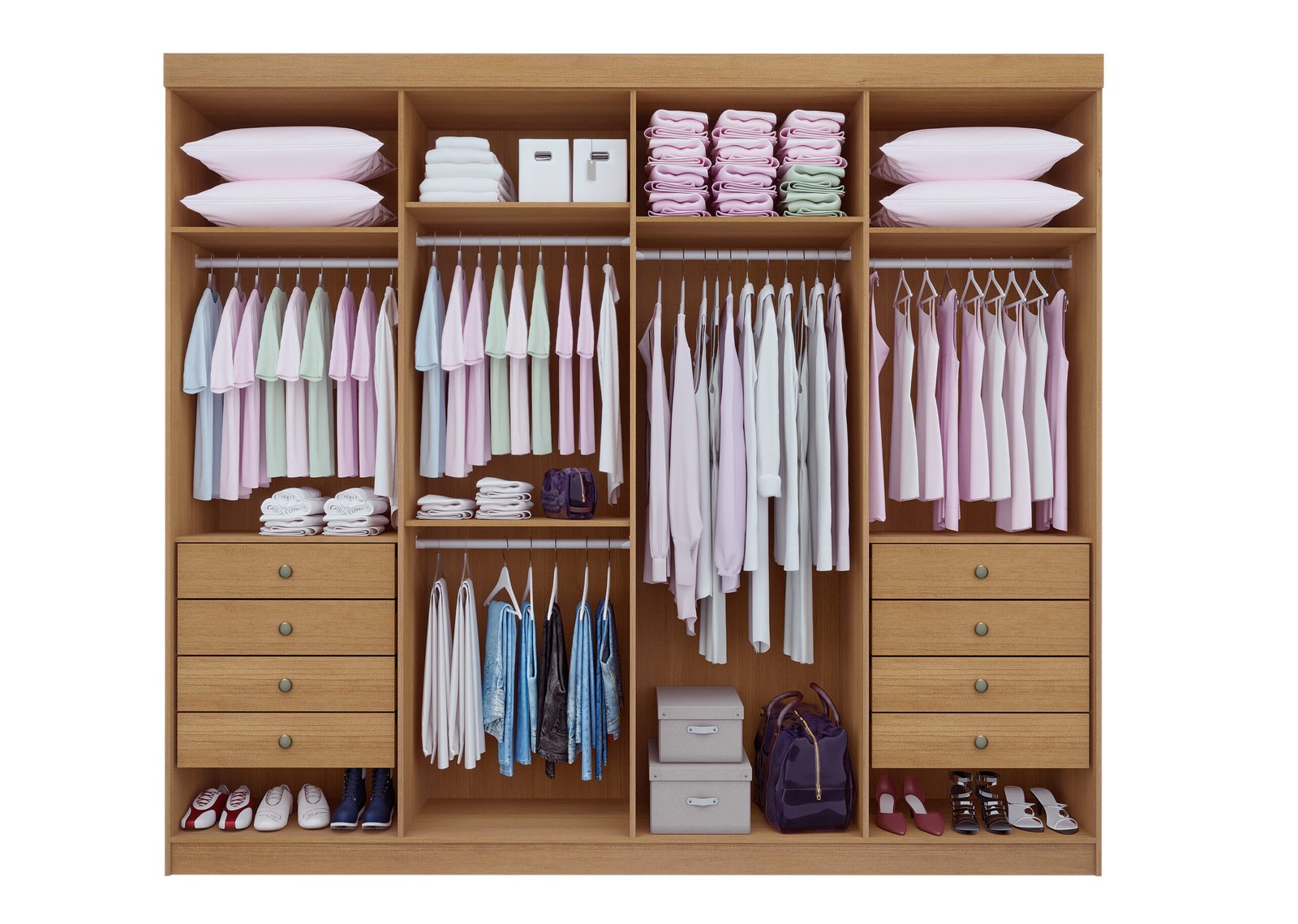 Guarda-Roupa 8 Portas Daymond 2,75 m Cinamono/Off White/Ripado - D'DORO MÓVEIS - Imagem 3