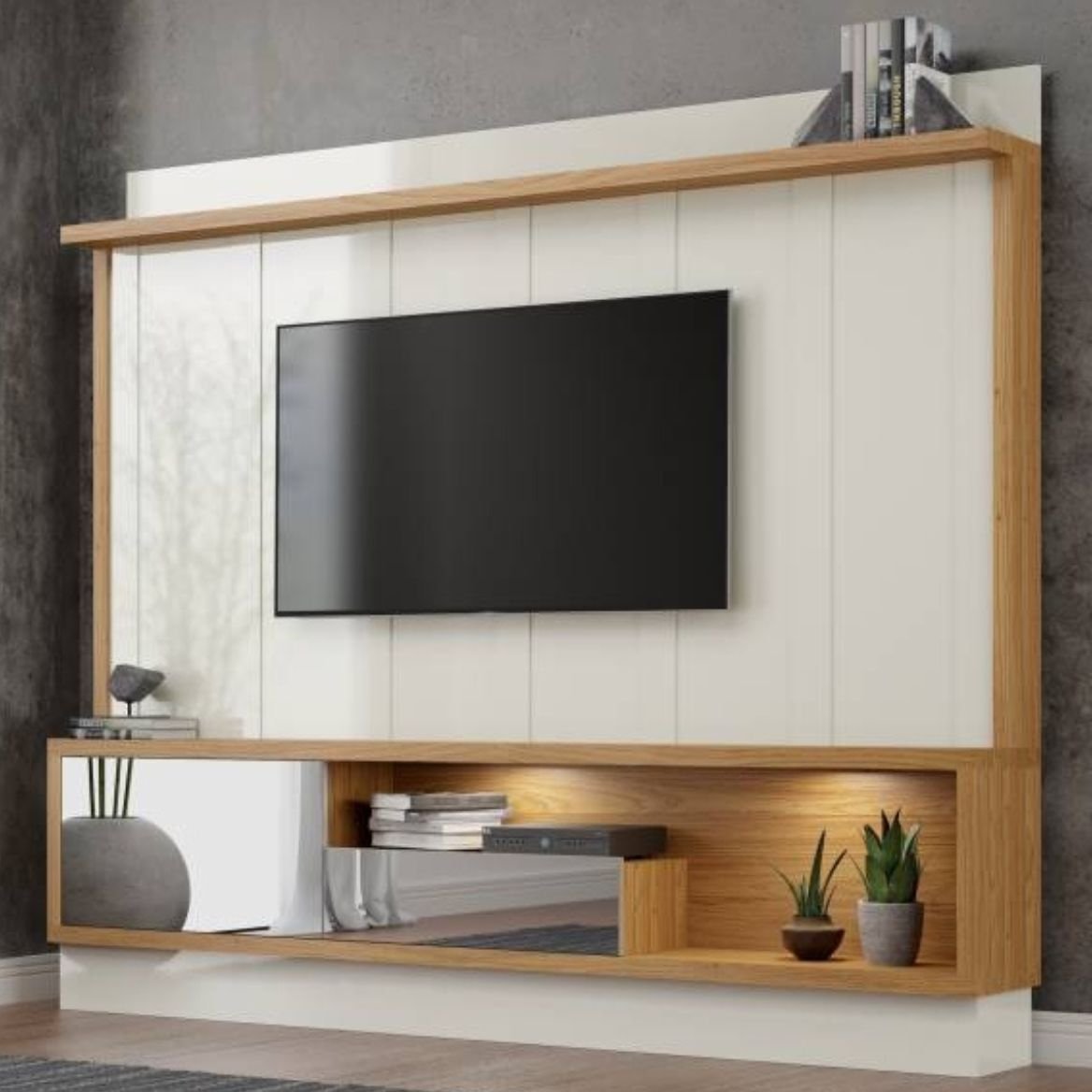 Home até 65" Vênus TB179E Off White/Freijó - DALLA COSTA