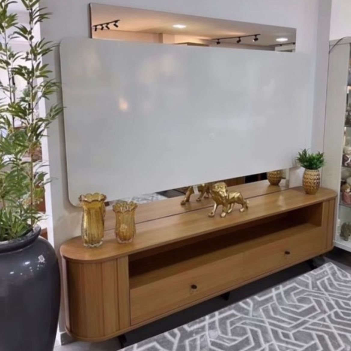 Home até 65" Creta TB303E Off White/Freijó - DALLA COSTA