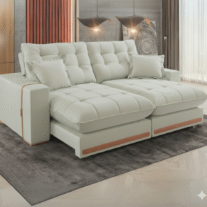 Sofá Retrátil e Reclinável Ártemis 017 2,50 m Veludo Marfim - VICAM ESTOFADOS