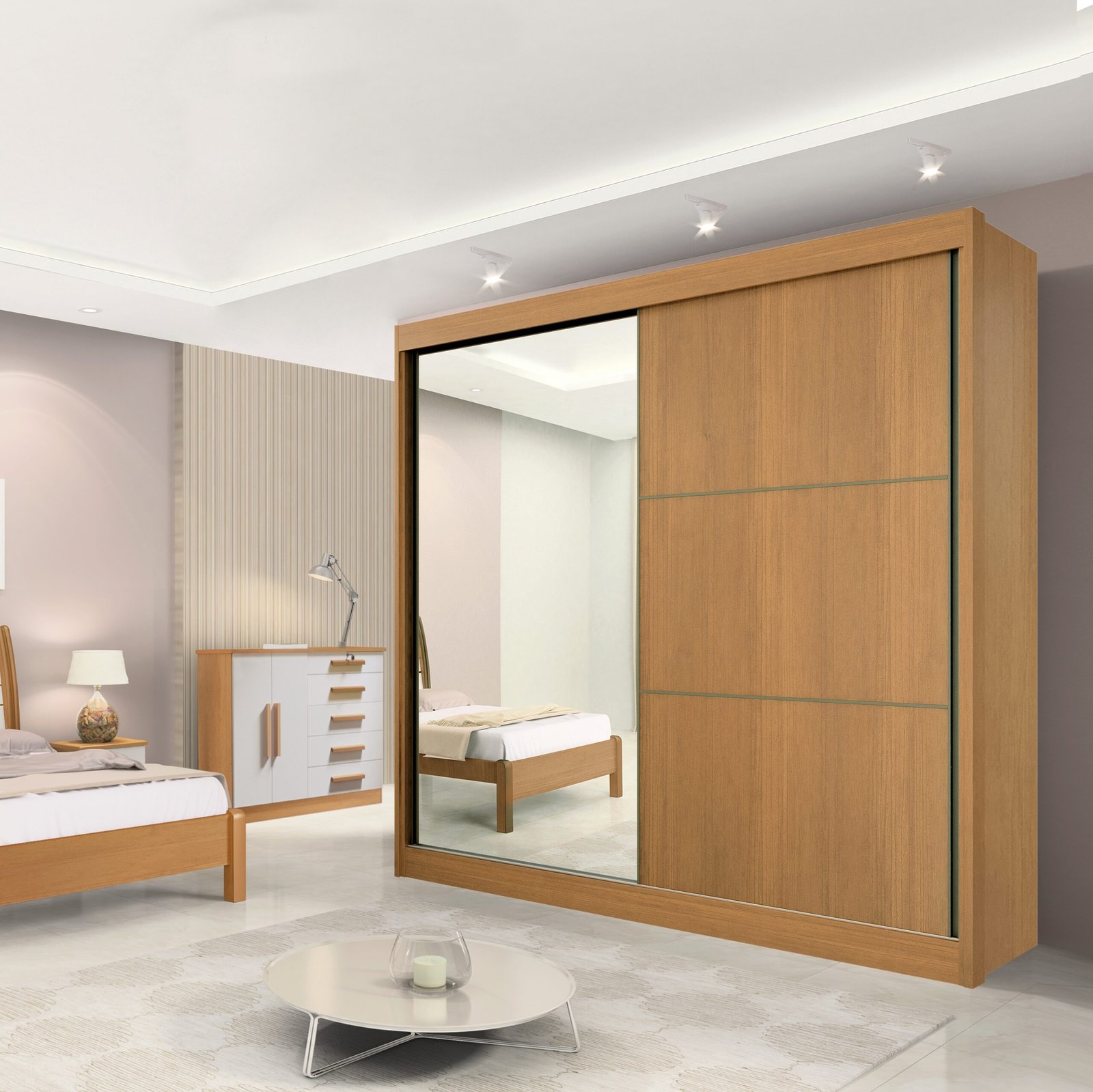 Guarda-Roupa 2 Portas Titanium 2,20 m Cinamono/Off White/Cinamono – D’DORO MÓVEIS - Imagem 3