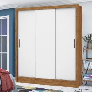 Guarda-Roupa 3 Portas Dubai/Santiago (Sem espelho) Cinamono/Branco  – CARIOCA MÓVEIS