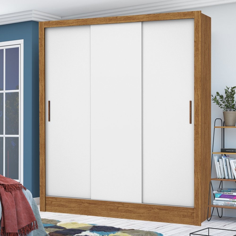 Guarda-Roupa 3 Portas Dubai/Santiago (Sem espelho) Cinamono/Branco – CARIOCA MÓVEIS