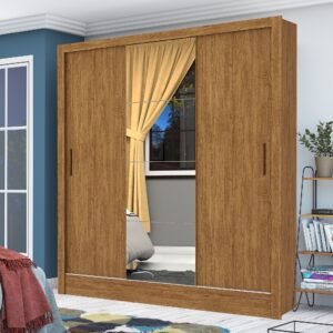 Guarda-Roupa 3 Portas Dubai/Santiago Plus(1 Porta espelhada) 1,79 m Cinamono – CARIOCA MÓVEIS