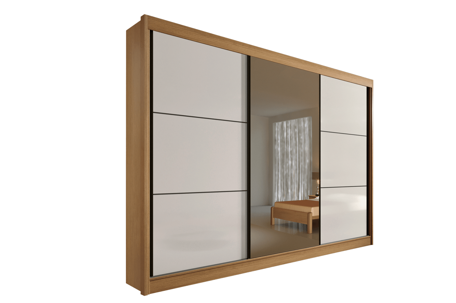 Guarda-Roupa 3 Portas Los Angeles 2,73 m Cinamono/Off White/Cinamono - D'DORO MÓVEIS - Imagem 2