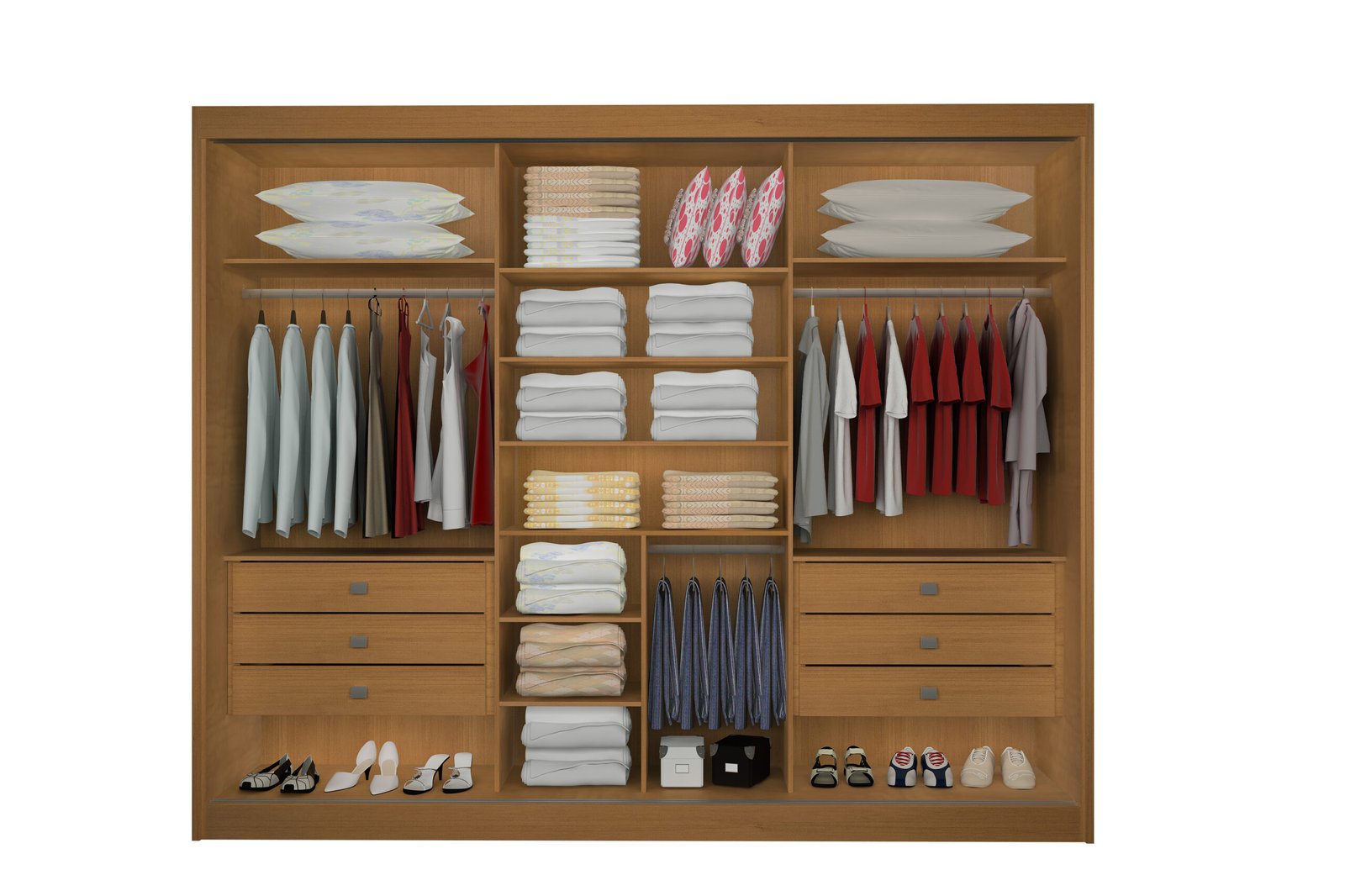 Guarda-Roupa 3 Portas Los Angeles 2,73 m Cinamono/Off White/Cinamono - D'DORO MÓVEIS - Imagem 5