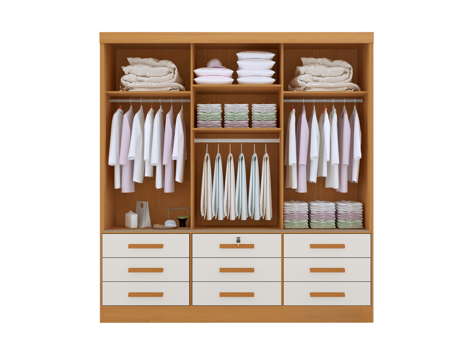 Guarda-Roupa 3 Portas Meridian 2,00 m Cinamono/Off White - D'DORO MÓVEIS - Imagem 3