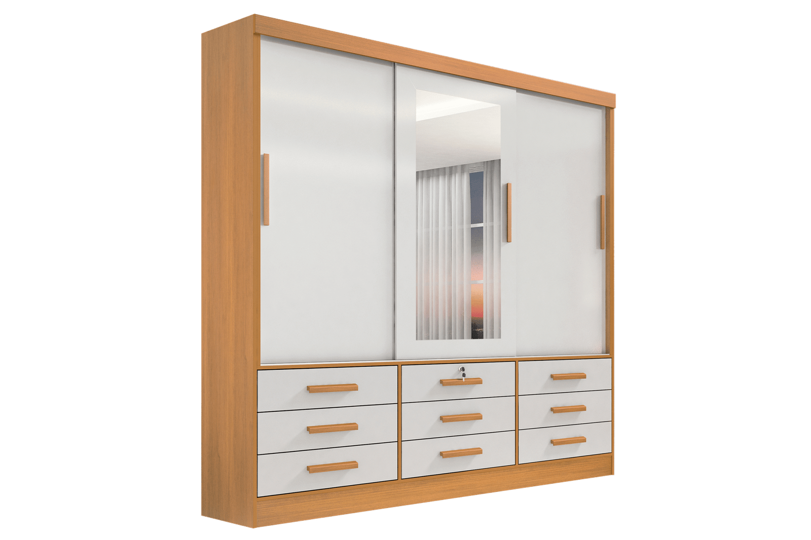 Guarda-Roupa 3 Portas Meridian 2,00 m Cinamono/Off White - D'DORO MÓVEIS - Imagem 2