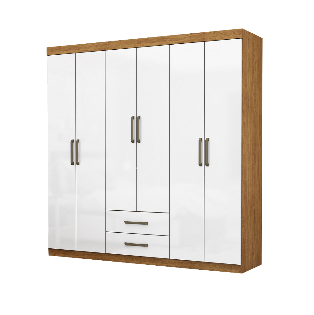 Guarda-Roupa 6 Portas(Sem Espelho/Sem Pés) Áries 1,53 m Cinamono/Branco – CARIOCA MÓVEIS - Imagem 2