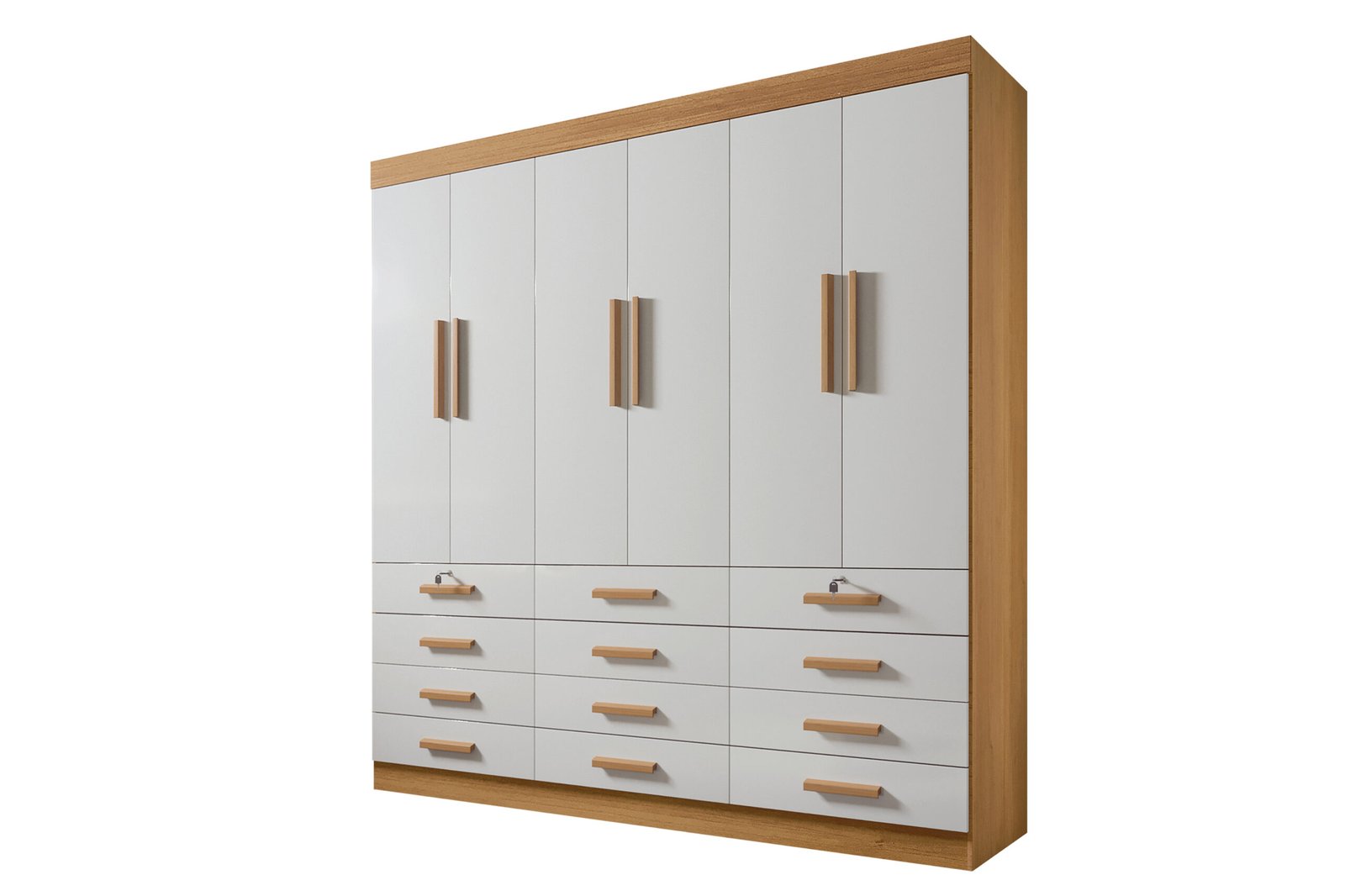 Guarda-Roupa 6 Portas Mônaco 2,40 m Cinamono/Off White – D’DORO MÓVEIS - Imagem 2
