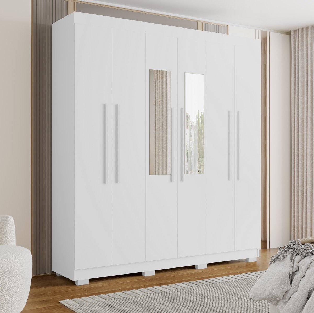 Guarda-Roupa (4 Gavetas) Porto Bello New 2,007 m Branco - RUD RACK