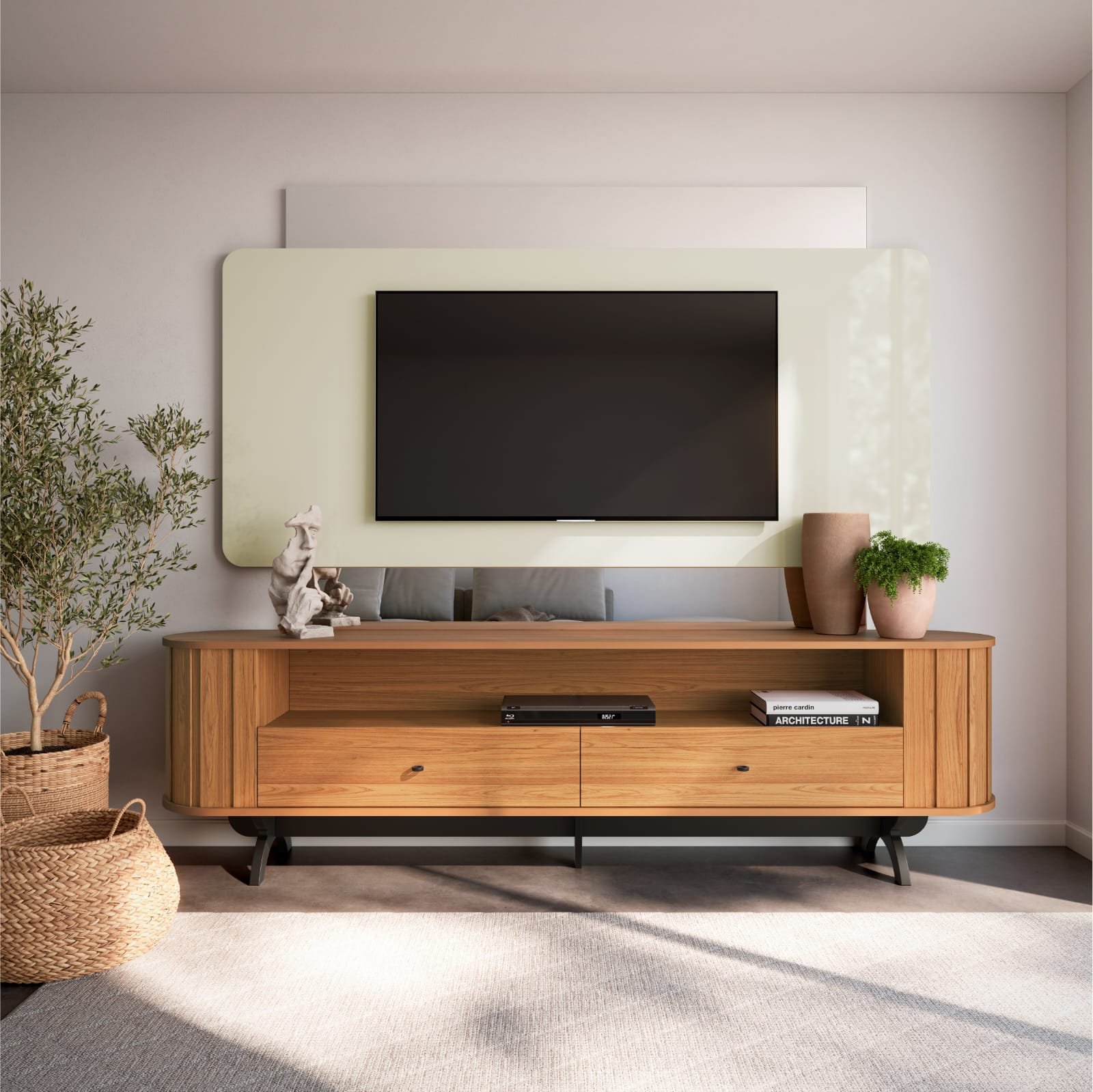 Home até 65" Creta TB303E Off White/Freijó - DALLA COSTA - Imagem 2