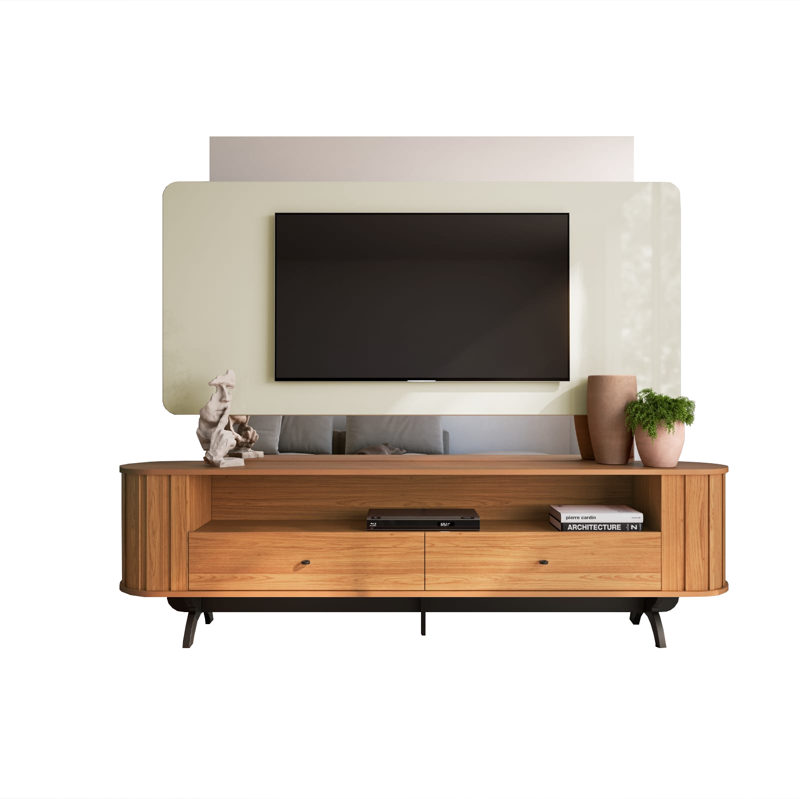 Home até 65" Creta TB303E Off White/Freijó - DALLA COSTA - Imagem 4