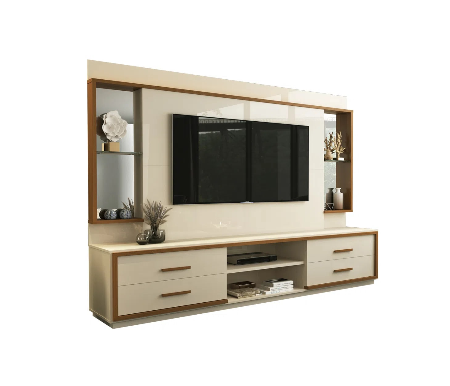 Home Theater até 75” Leni Off White/Cedro Natural - EDN MÓVEIS - Imagem 2