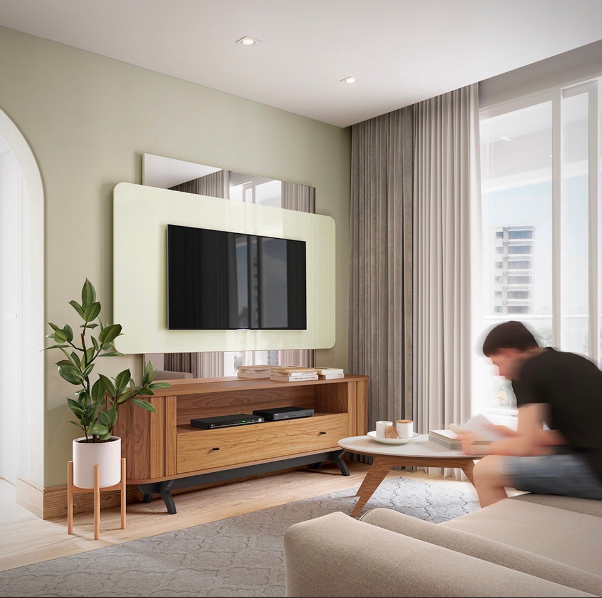 Home até 65" Creta TB303E Off White/Freijó - DALLA COSTA - Imagem 3