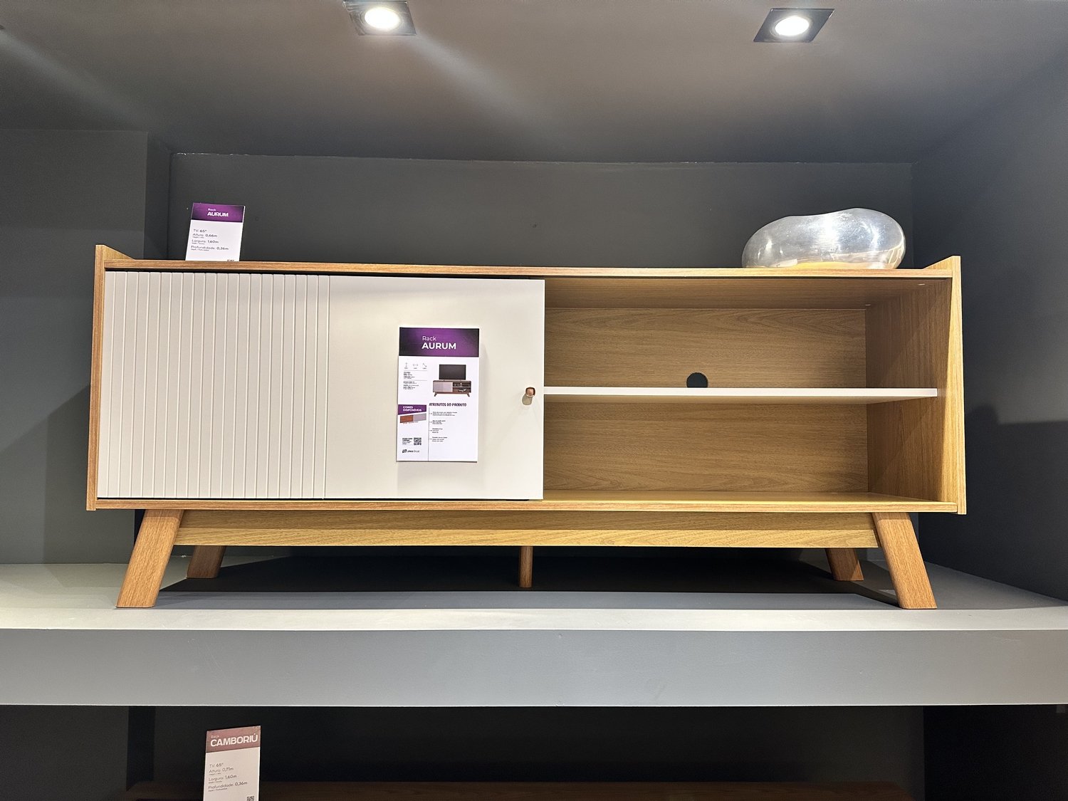 Rack até 65" Aurum Nature/Off White - LINEA BRASIL - Imagem 6