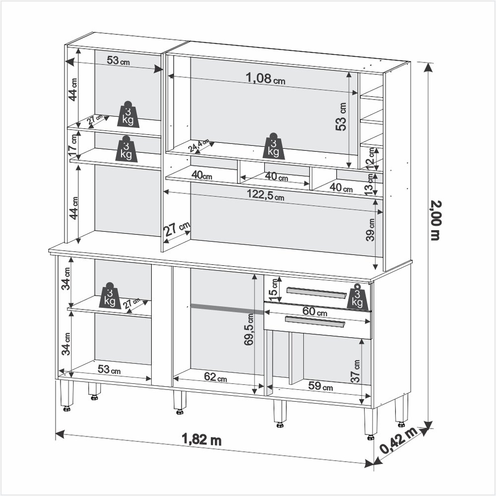 Kit Cozinha Alexia 1,80 Branco Neve - IMOP - Imagem 4