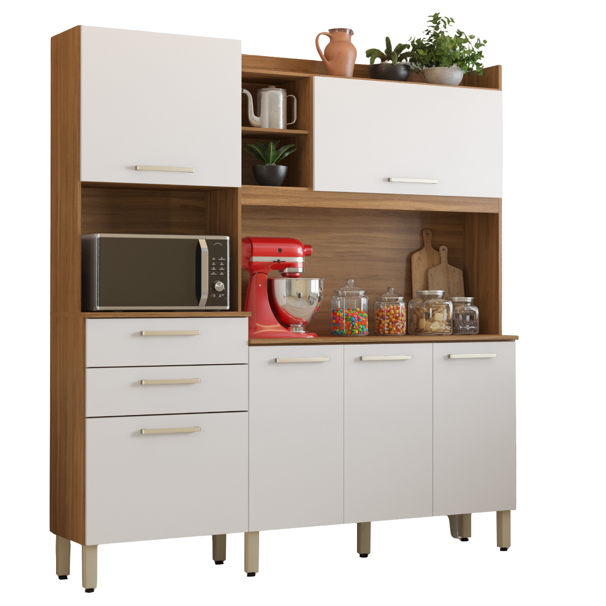 Kit Cozinha Select 1,78 m Amêndola Touch/Branco - DEMÓBILE - Imagem 2