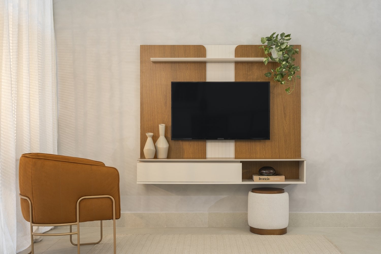 Painel Home até 65" Friburgo Nature/Off White - LINEA BRASIL - Imagem 2