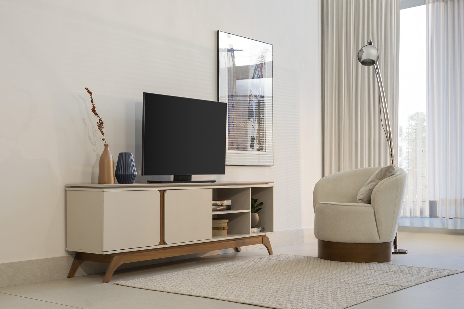 Rack até 70" Istambul Nature/Off White - LINEA BRASIL - Imagem 9