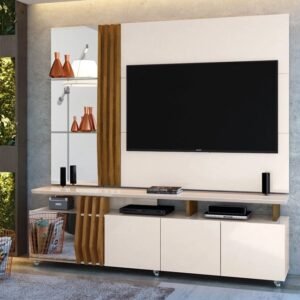 Painel + Bancada até 55" Donna Off White/Demolição - DJ MÓVEIS