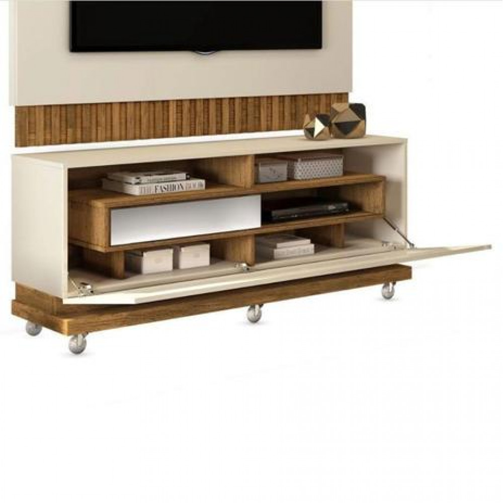 Painel + Bancada até 60" Vitti Off White/Demolição - DJ MÓVEIS - Imagem 5