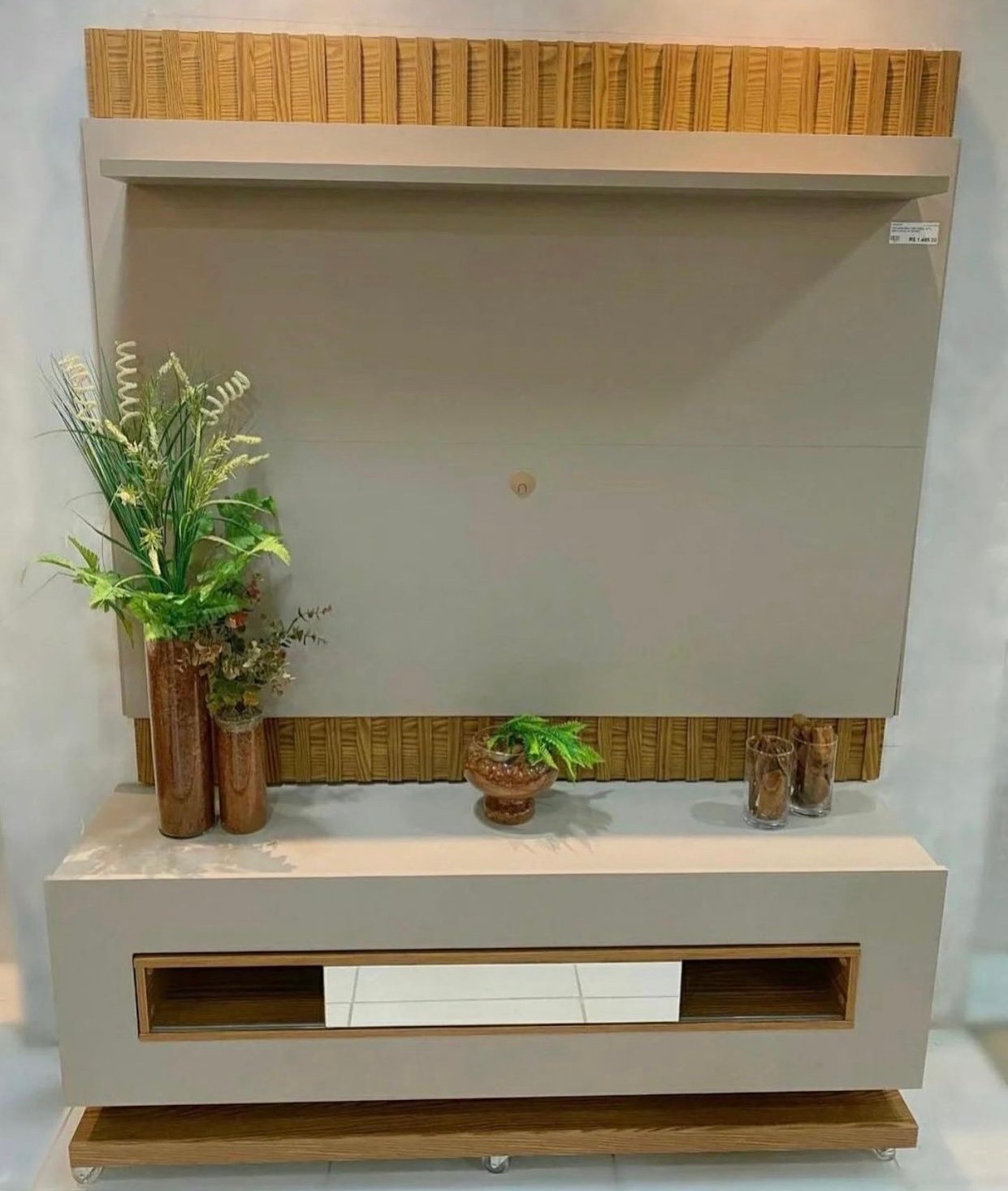 Painel + Bancada até 60" Vitti Off White/Demolição - DJ MÓVEIS - Imagem 2