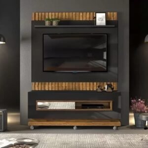 Painel + Bancada até 60" Vitti Preto/Demolição - DJ MÓVEIS