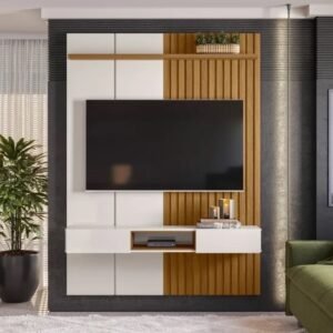 Painel  até 65″ Bless 1.6 Off White/Freijó - LUKALIAM