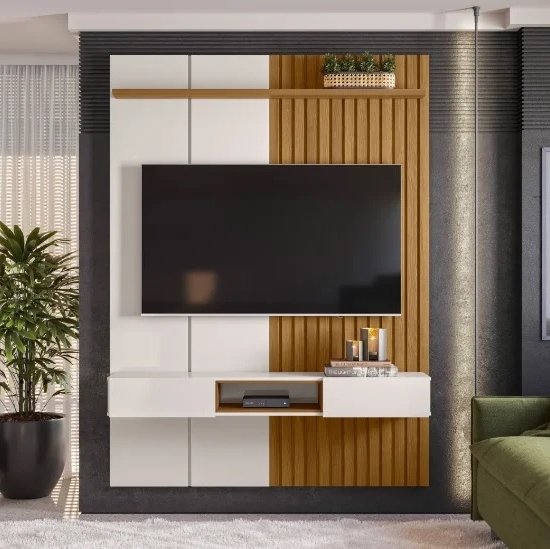 Painel até 65″ Bless 1.6 Off White/Freijó - LUKALIAM