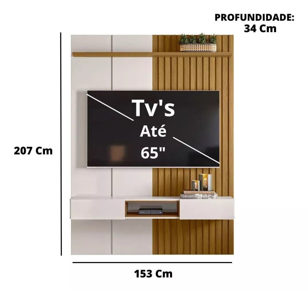 Painel até 65″ Bless 1.6 Off White/Freijó - LUKALIAM - Imagem 3