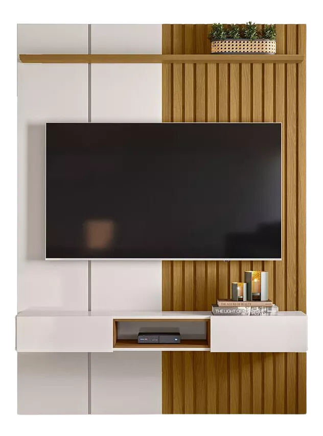 Painel até 65″ Bless 1.6 Off White/Freijó - LUKALIAM - Imagem 2