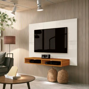 Painel até 43″ Fox New Off White/Cedro – EDN MÓVEIS