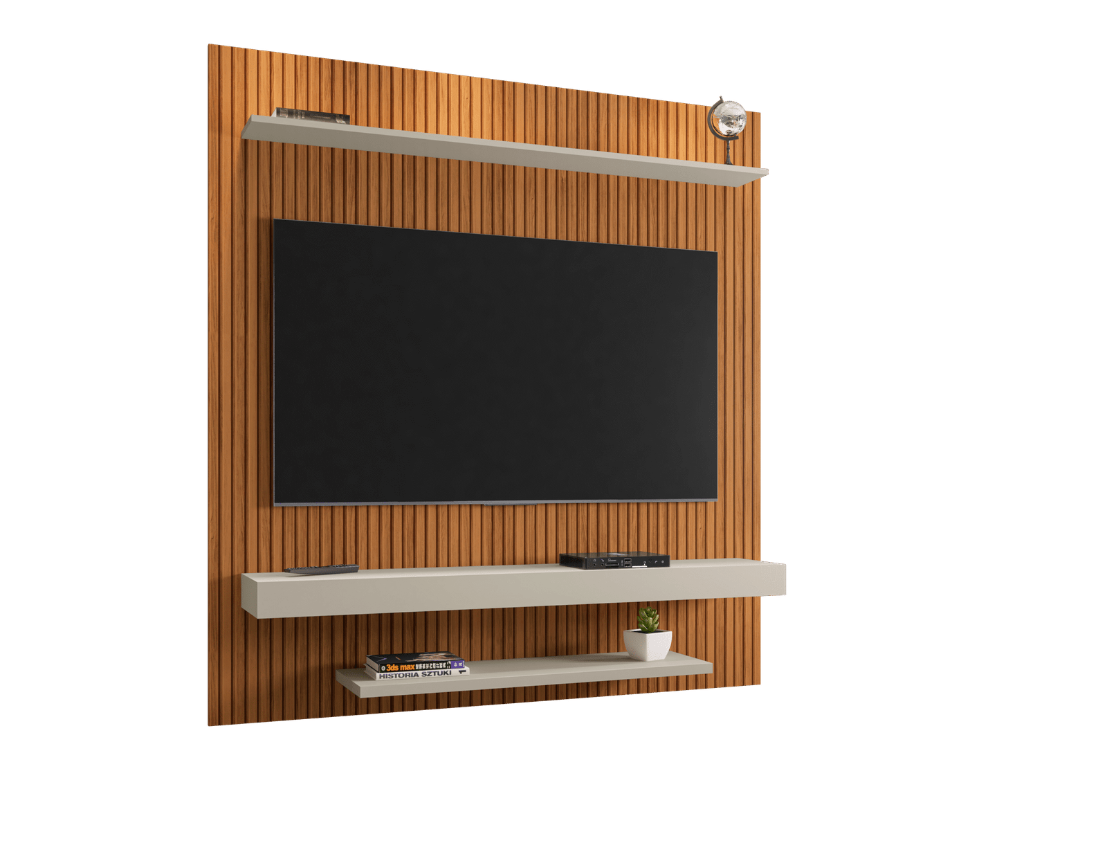 Painel até 60" Leme Ripado/Off White - BECHARA - Imagem 3