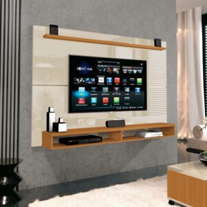 Painel até 65" Maxi Off White/Cedro - EDN MÓVEIS