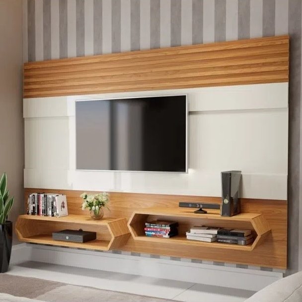 Painel até 65" Mônica PA22 Off White/Freijó – DALLA COSTA