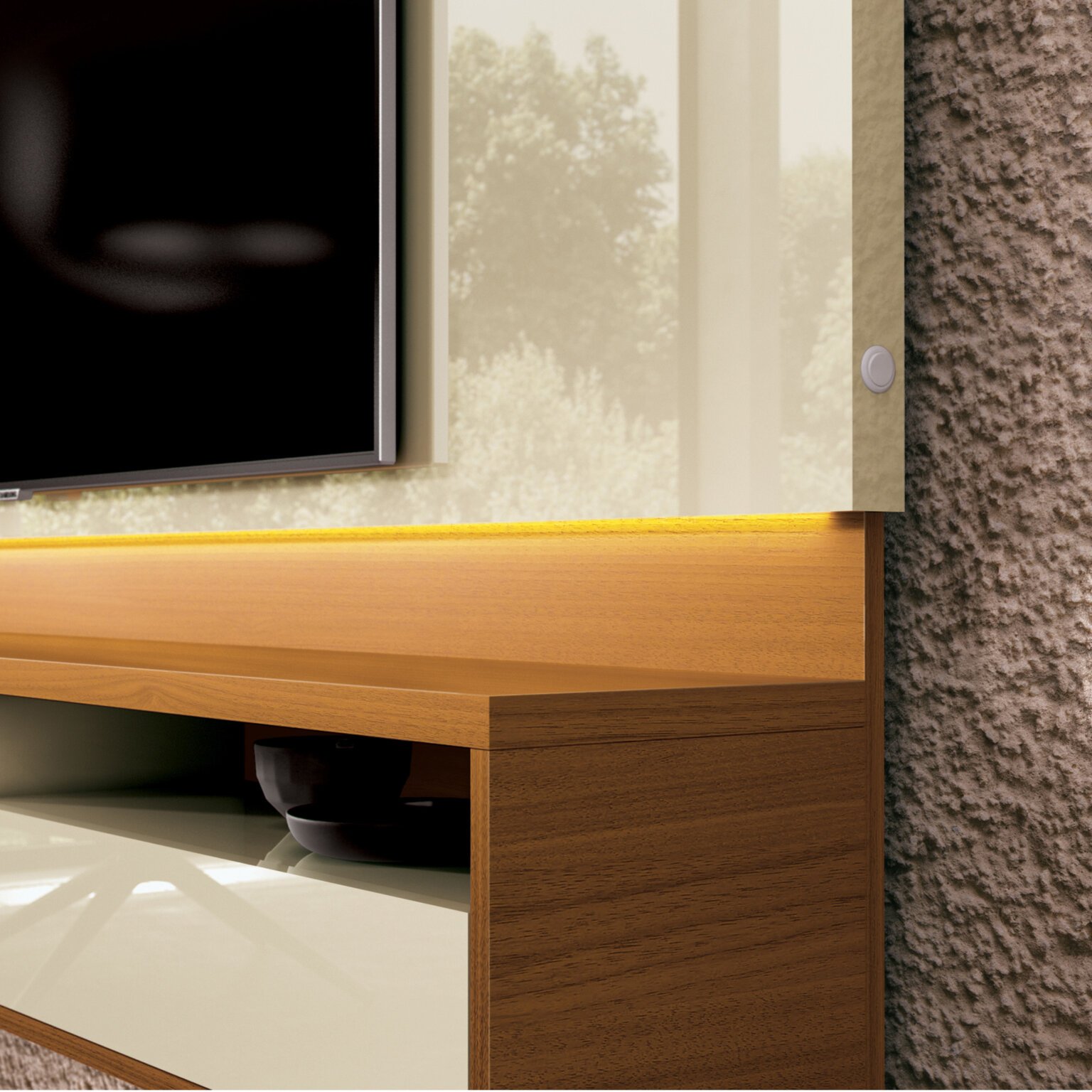 Painel até 75" Savoy 2.0 Off White/Cedro Natural - EDN MÓVEIS - Imagem 4