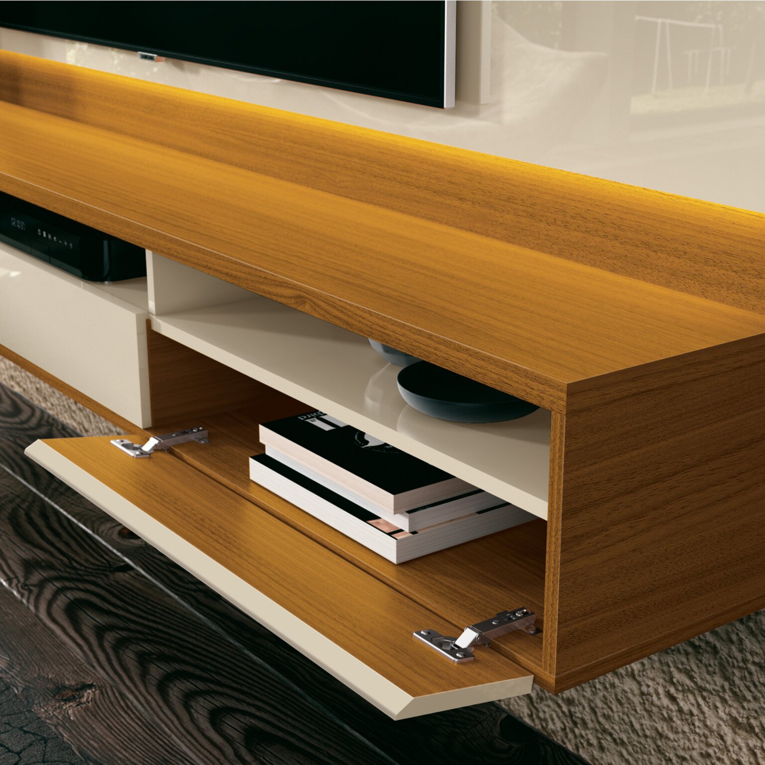 Painel até 75" Savoy 2.0 Off White/Cedro Natural - EDN MÓVEIS - Imagem 3