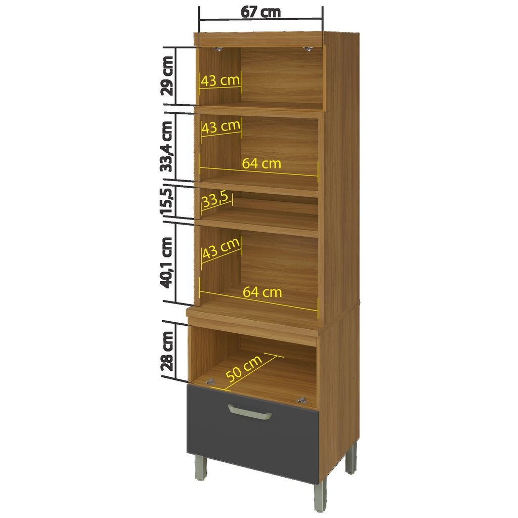 Paneleiro Nicho Duplo Princesa Freijó/Grafite - NESHER - Imagem 4