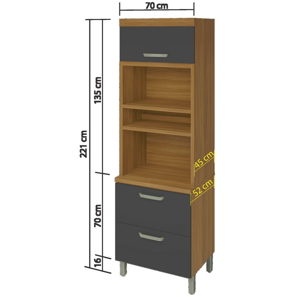 Paneleiro Nicho Duplo Princesa Freijó/Grafite - NESHER - Imagem 3