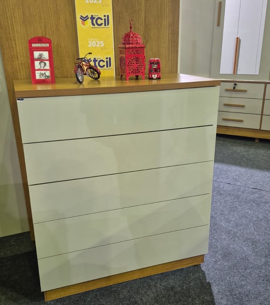 Cômoda 5 Gavetas Premium/Everest Cinamono/Off White - TCIL - Imagem 2