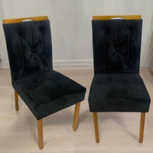 Kit 2 Cadeiras Yasmim Veludo Preto - KM DECOR